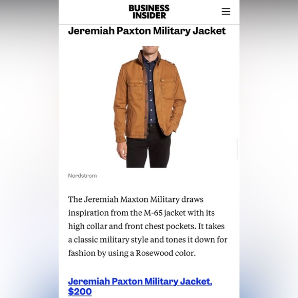 JEREMIAH CLOTHING PAXTON MILITARY JACKET in PEAT, XL - Picture 5 of 16